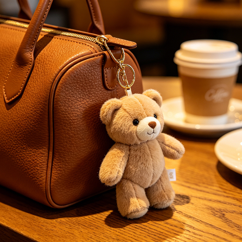 Cute Bear Keychain, Plush Pendant, Customizable Accessory - Image 4