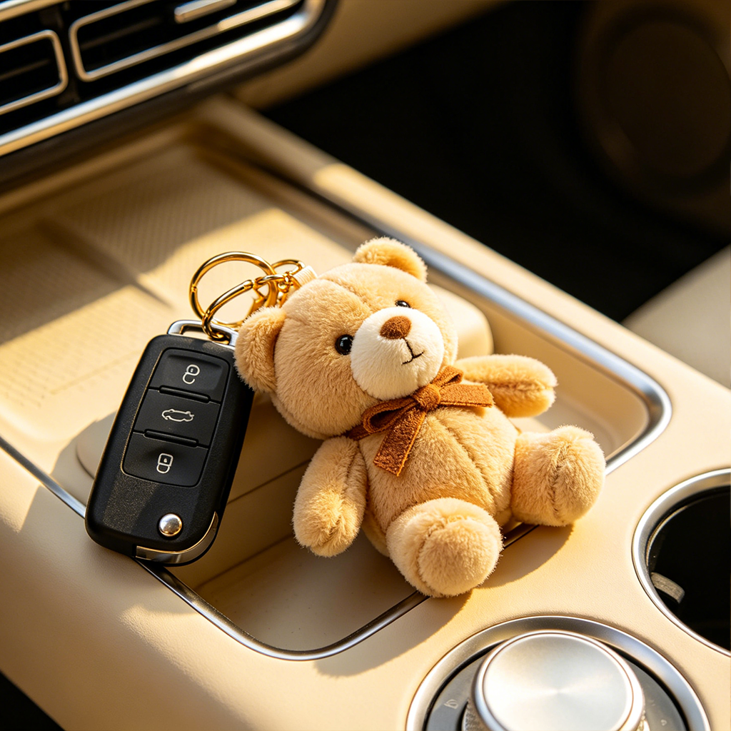 Cute Bear Keychain, Plush Pendant, Customizable Accessory - Image 5