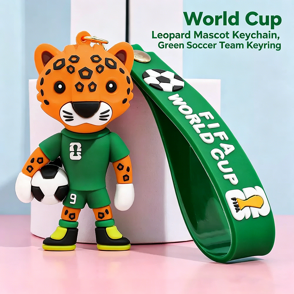 Silicone World Cup Trophy Keychain, Golden Football Souvenir Pendant - Image 3