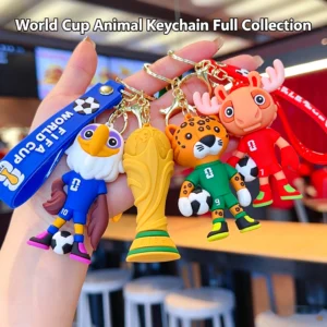 Silicone World Cup Trophy Keychain, Golden Football Souvenir Pendant